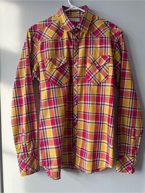 POGGIANTI 1958 Italy Luxury Plaid Western Pearl Snap Shirt M Tailored Cotton